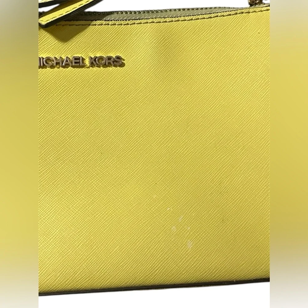 Michael Kors Lemon Yellow Leather Crossbody with Chain Detail